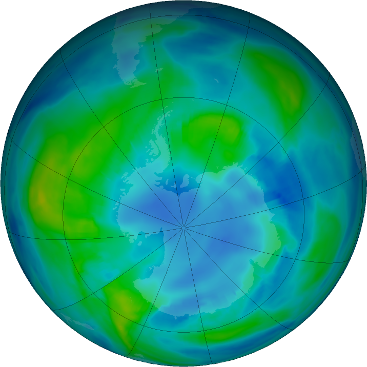 Antarctic ozone map for 26 April 2017